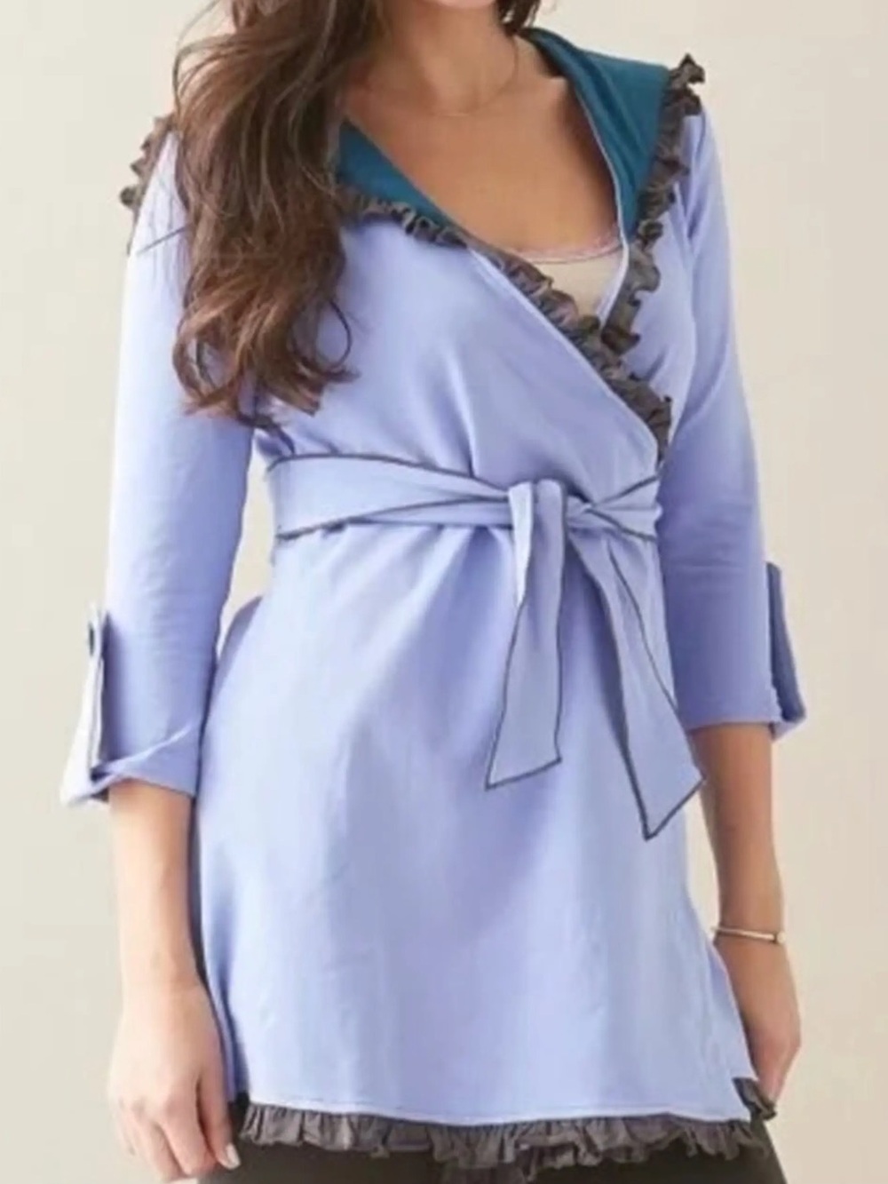 Matilda Jane Nightingale Willow Hooded Cardigan Periwinkle Ruffle Sweater Small
